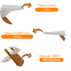 Mesa Sala De Jantar Carol 180cm Em Mdf E Vidro Com Canto Copo