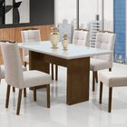 Mesa Sala De Jantar Com Tampo De Vidro 90x160cm   Imbuia/off