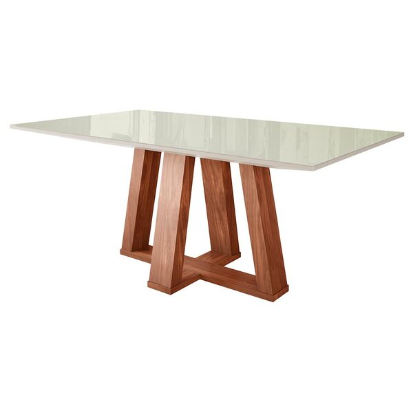 Mesa Sala De Jantar E Cozinha Fabregas 160cm Com Tampo De Vid