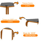 Mesa Sala De Jantar Liz 180cm Em Mdf E Vidro Com Canto Copo