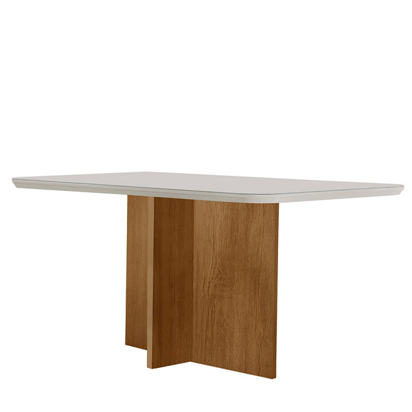 Mesa Sala De Jantar Olimpia 120cm Em Mdf E Vidro Com Canto Co