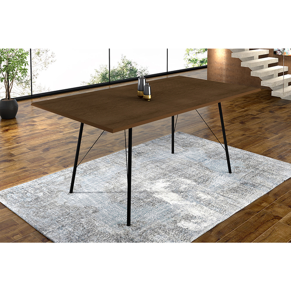 Mesa Sala De Jantar Paraty Preto 140x80cm Tampo Amêndoa
