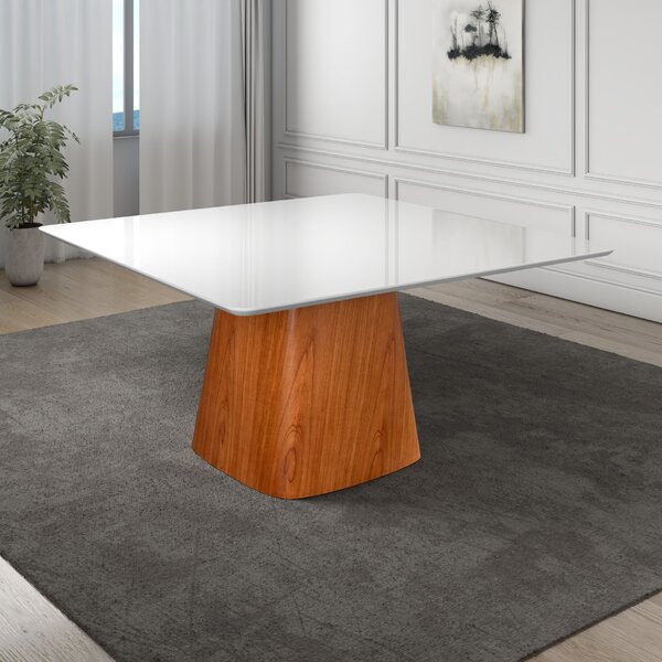 Mesa Sala De Jantar Quadrada Madeira Maciça E Verniz Bérgamo