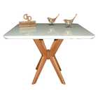 Mesa Sala De Jantar Quadrada Pandora Tampo Laqueado Com Vidro