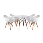 Mesa Sala De Jantar Redonda Vidro 90cm Com 4 Poltronas Branca