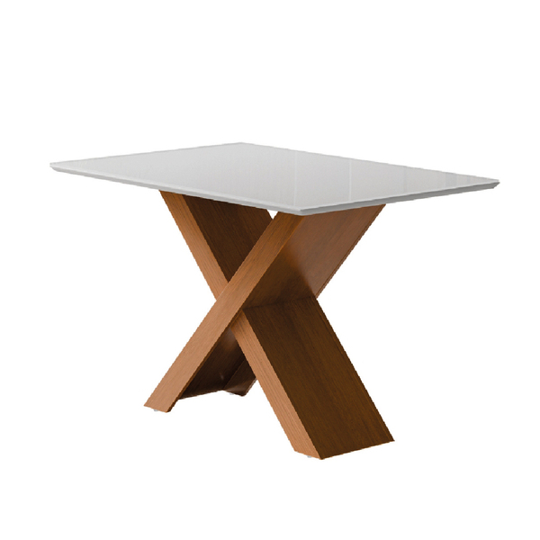 Mesa Sala De Jantar Tampo Com Vidro 1,36m Grécia Madeirado/of