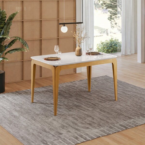 Mesa Sala De Jantar Tampo Com Vidro 120cm 100% Mdf Áurea Ype/off White ...