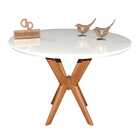 Mesa Sala Redonda  De Jantar Pandora Tampo Laqueado Com Vidro