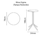 Mesa Sigma Alta Com Tampo Redondo Em Polipropileno Branco E B