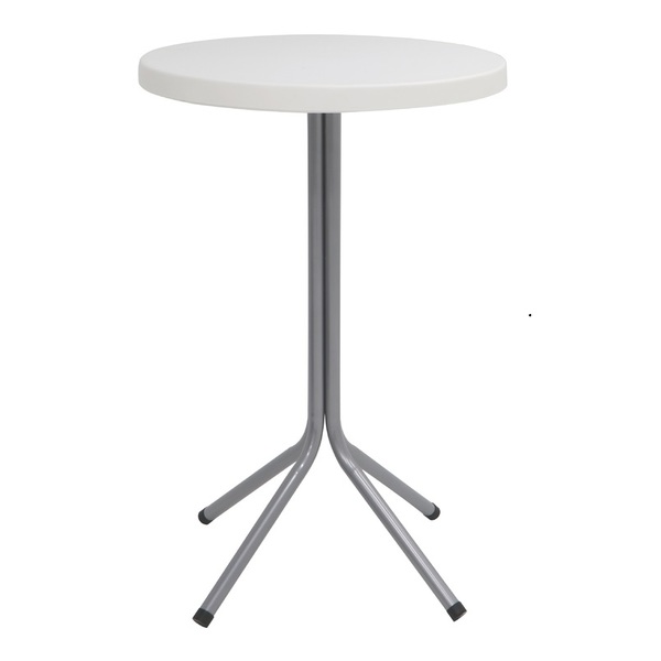Mesa Sigma Alta Com Tampo Redondo Em Polipropileno Branco E B