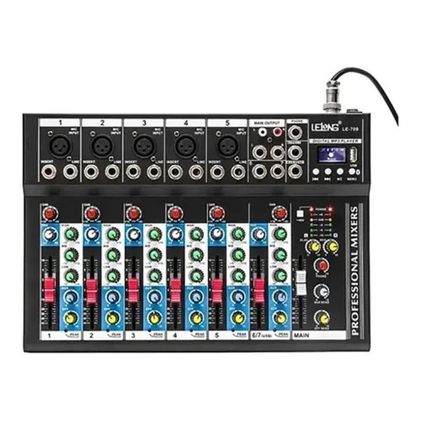 Mesa Som Lelong 7 Canais Bluetooth Usb C/ Equalizador Le-709