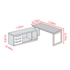 Mesa Suprema 1,60x0,70x0,79 - Conjugada C/ Armário 3 Gavetas-