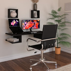 Mesa Suspensa Computador Escrivaninha Com 2 Nichos Moderno Mdf