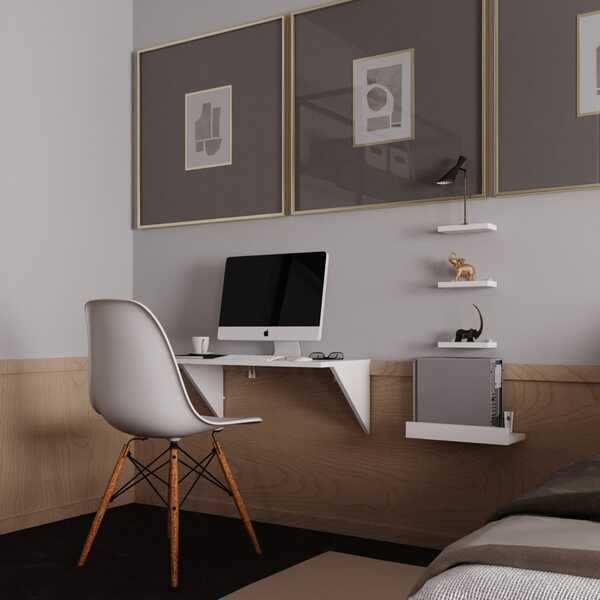 Mesa Suspensa Rio Para Computador Com 4 Prateleiras – Branco