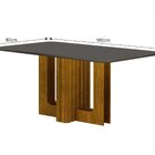 Mesa Tampo Copo Com Vidro 160cm Sofia Freijo/chumbo