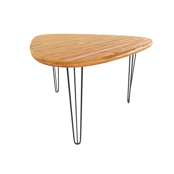 Mesa Tampo Orgânico Teca Natural e Base Hairpin Leg Preto