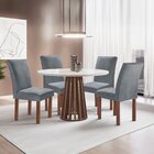 Mesa Tampo Redondo Pluis Vidro Kansas 100cm 4 Cadeiras Canela