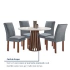 Mesa Tampo Redondo Pluis Vidro Kansas 100cm 4 Cadeiras Canela