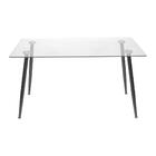 Mesa Taurus Tampo Em Vidro Com Base De Madeira Preta - Or Des