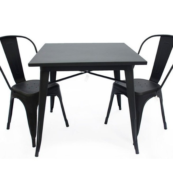 Mesa Tolix 80cm + 2 Cadeiras – Conjunto Industrial E Moderno