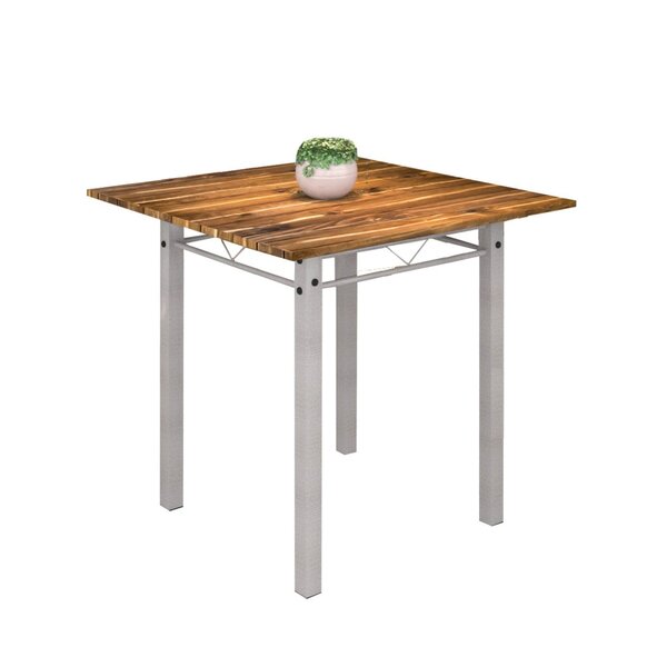 Mesa Tubular 75x75cm Tampo De Madeira 4 Lugares Júlia