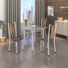 Mesa Tubular 75x75cm Tampo De Vidro 4 Lugares Júlia