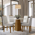 Mesa Turmalina Para Sala De Jantar 04 Cadeiras Âmbar 100% Mdf