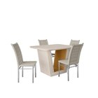 Mesa Viena 120x90cm Tampo De Mdf E Vidro Com 4 Cadeiras Tokio