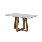 Mesa Wood 1.6 C/ Vidro Retangular - Off White/nature