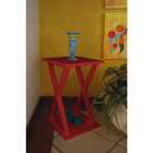 Mesa "X" Lateral de Apoio ou Mesa de Cabeceira Vermelho Laca