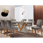 Mesa Zaira Tampo Em Vidro Com 6 Cadeiras Olimpia Moderna