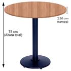 Mesa Zeta Ferro Preto 75 Cm (alt) Disco Redondo Tampo Mdp Red