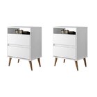Mesas De Cabeceira 2 Gavetas Lotus Branco