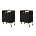Mesas De Cabeceira 2 Gavetas Lotus Preto/jequitibá