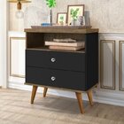 Mesas De Cabeceira 2 Gavetas Status Preto/jequitibá