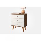 Mesas De Cabeceira 3 Gavetas Status Jequitibá/off White