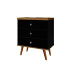 Mesas De Cabeceira 3 Gavetas Status Preto/jequitibá