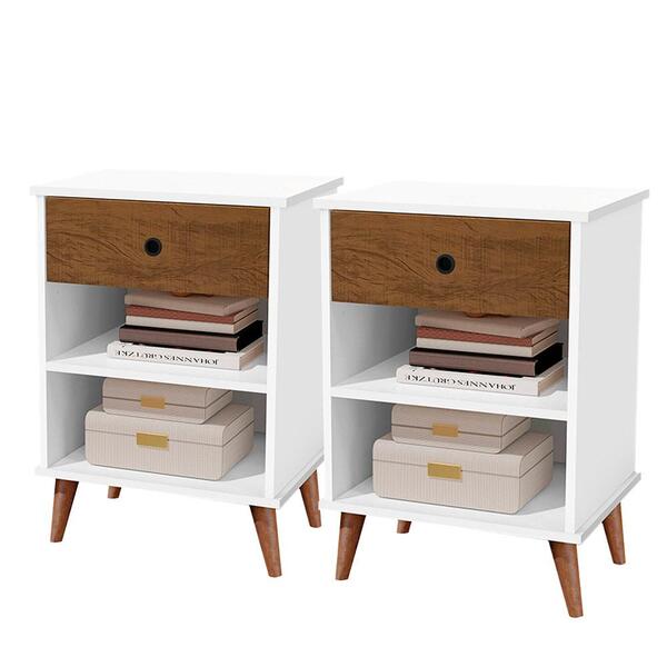 Mesas De Cabeceira Pequenas 2 Unidades Branco Castanho Paris