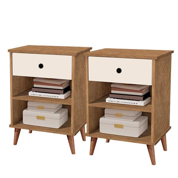 Mesas De Cabeceira Pequenas 2 Unidades Freijó Off White Paris