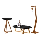 Mesas Lateral E De Centro Rogers Preto Amêndoa Com Luminária