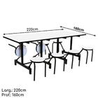 Mesas P/ Refeitório Escamoteável 08 Lugares - Mdf Branco De 2