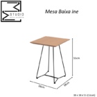 Mesinha Baixa Ine Lateral Canto Sofá Cama Pés Metalicos - Bra