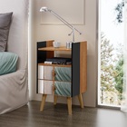 Mesinha Cabeceira Preto/nature 1 Nicho 2 Gavetas Com Espelho