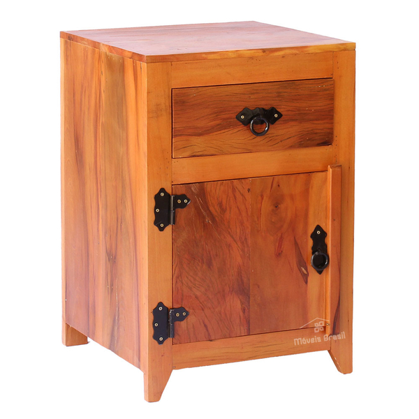Mesinha De Cabeceira 40 Cm 1 Gaveta 1 Porta Em Madeira De Dem