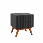 Mesinha De Cabeceira De Madeira Friso 2 Gavetas Grafite