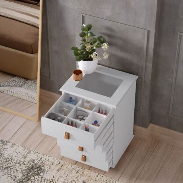 Mesinha De Cabeceira P/ Decoração De Quarto Rossi Mdf Branco