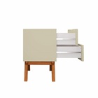 Mesinha De Cabeceira Retro Friso 2 Gavetas Bege