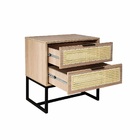 Mesinha De Cabeceira Retro Itapuã 2 Gavetas Bege Palha Ind