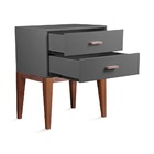 Mesinha De Cabeceira Retro Jatobá 2 Gavetas Grafite