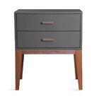 Mesinha De Cabeceira Retro Jatobá 2 Gavetas Grafite